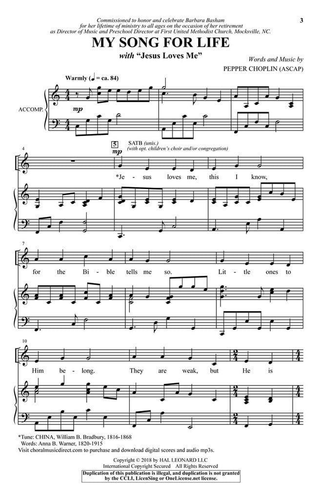 My Song for Life (with Jesus Loves Me)